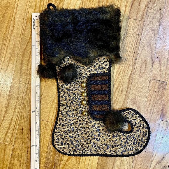 Donna Salyer’s Fabulous Furs Faux Christmas Stocking Lynx Leopard Animal Print - Picture 2 of 7